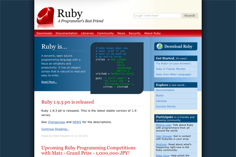 Screenshot of ruby-lang.org