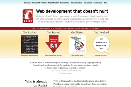 Screenshot of rubyonrails.org