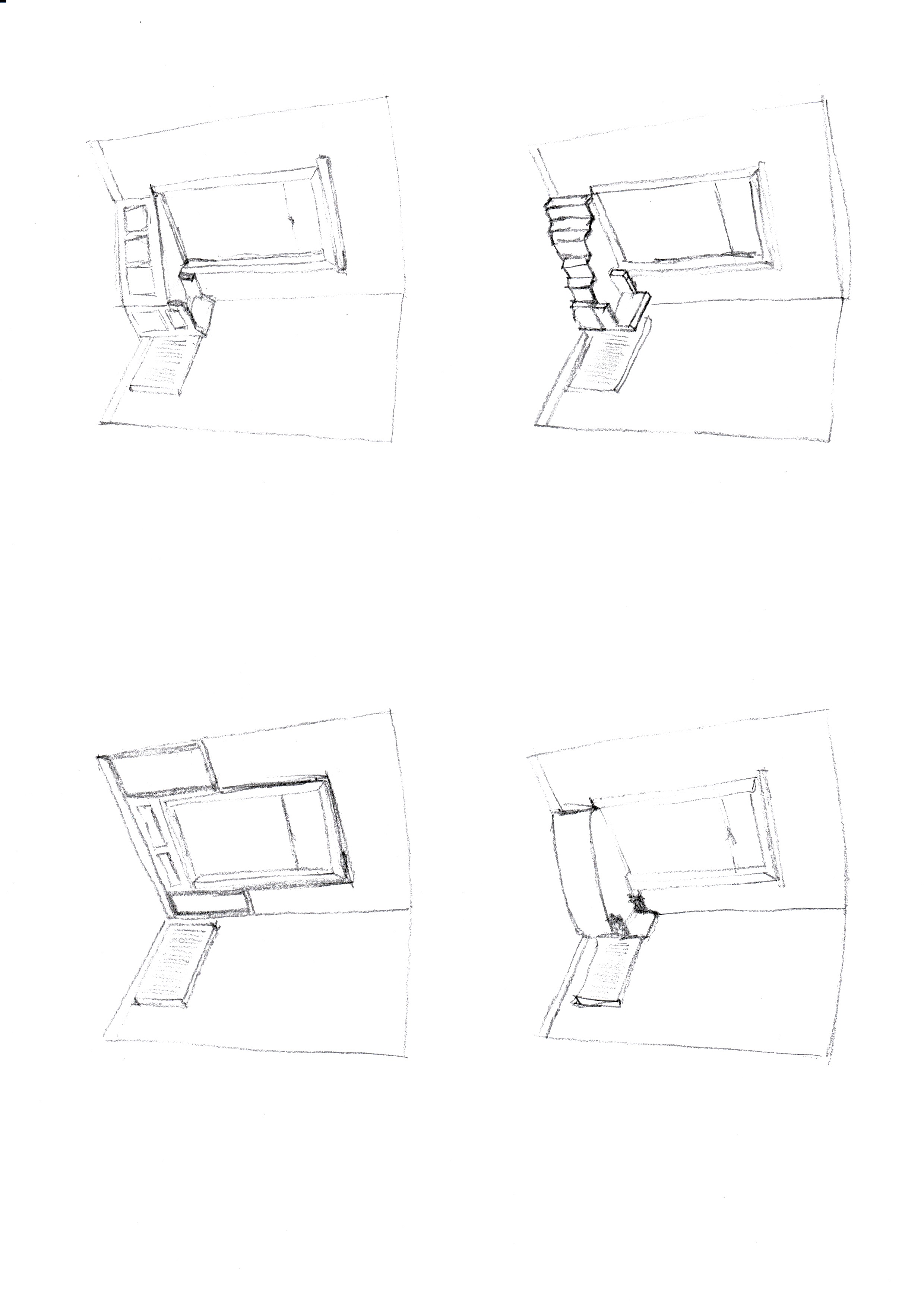 Angled window seat sketches
