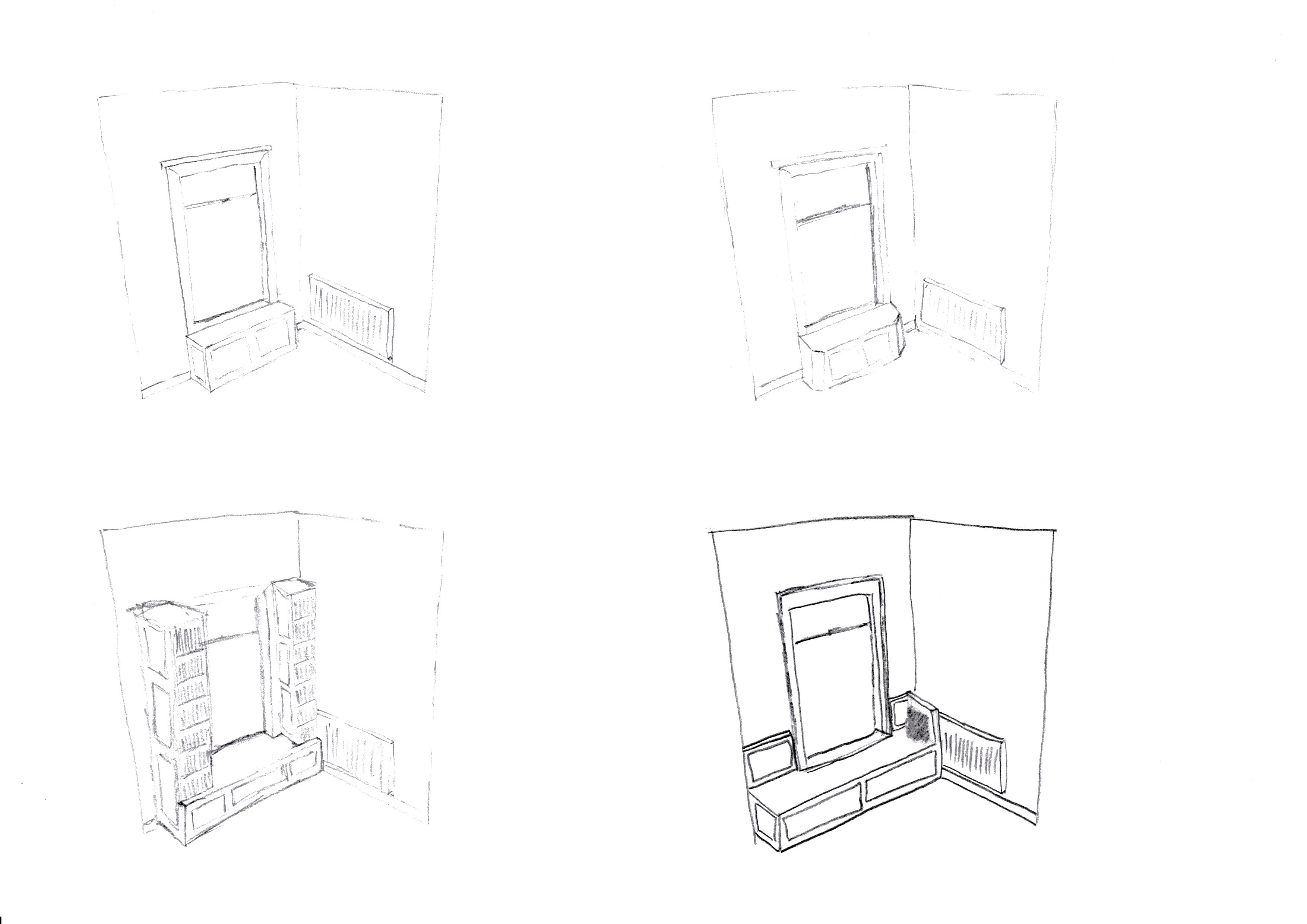 Rectangular window seat sketches