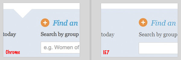 Comparison of minor differences between Chrome and IE7