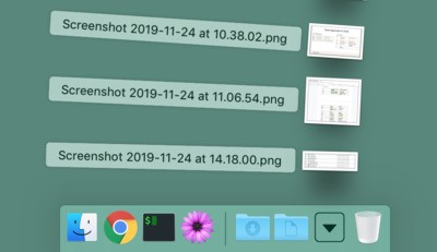 Screenshots folder in the Dock