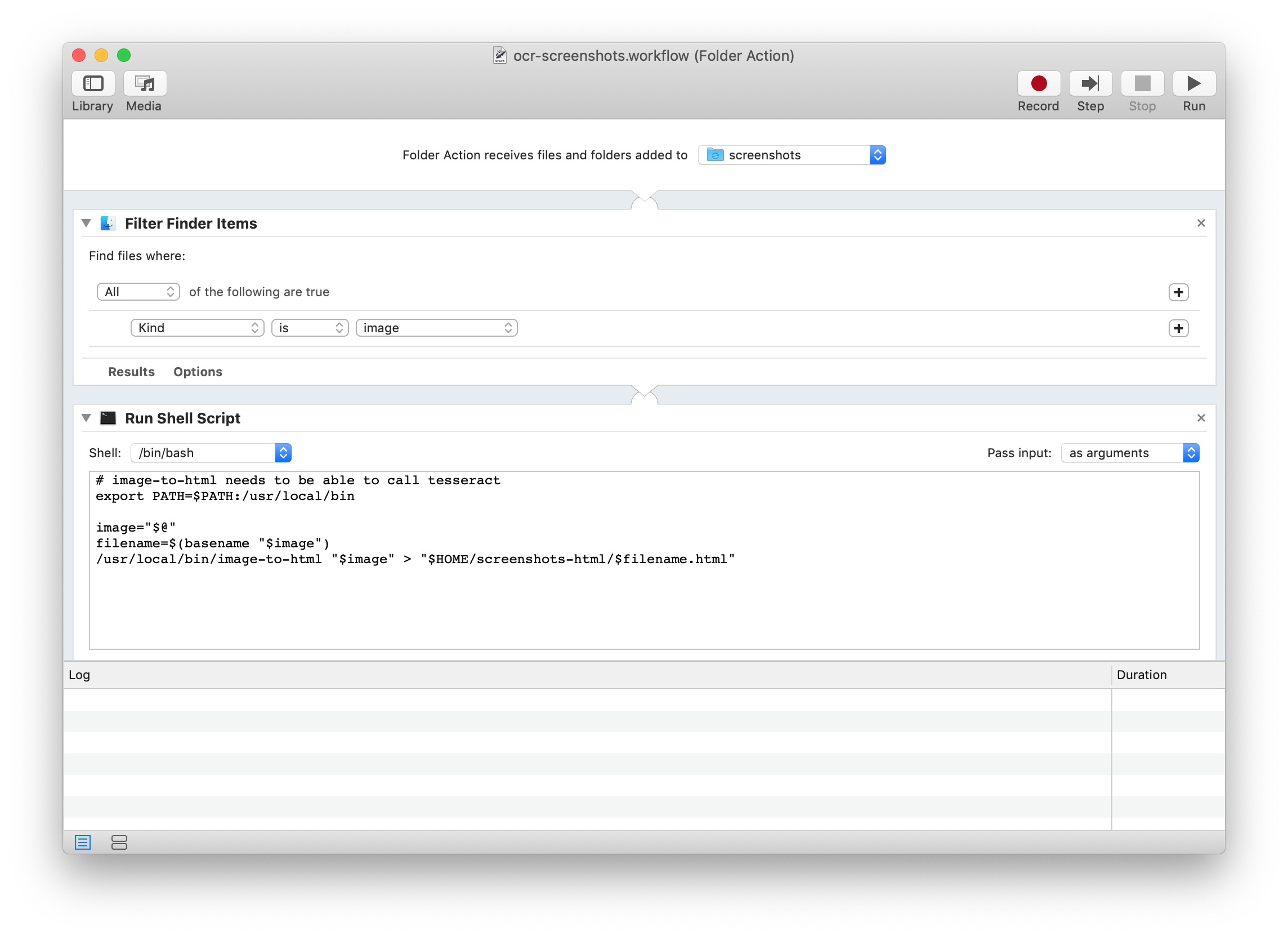 OCR Screenshots with Automator Folder Action